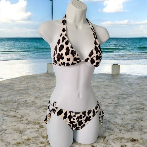 Vintage Y2k Guess Leopard Print Sexy Bikini 2pc SM ASO Paris Hilton - Picture 4 of 11